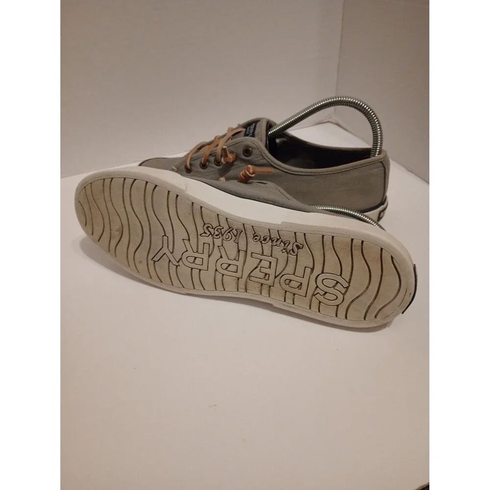 Sperry Top Sider Slip On Boat Shoe Sneaker Leather Lace Up Women Size 8.5M Grey